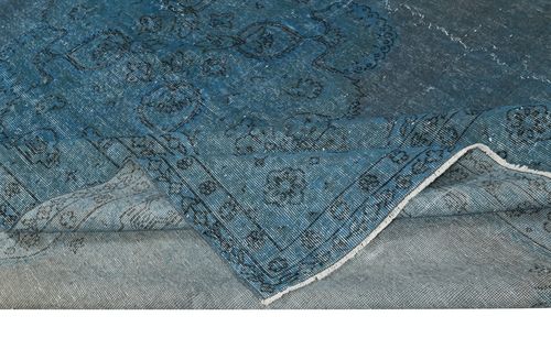 9x12.2 Ft Hand Knotted Blue Color Large Area Rug, Modern Handmade Turkish Carpet photo for sale