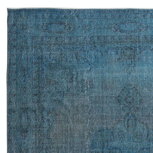 9x12.2 Ft Hand Knotted Blue Color Large Area Rug, Modern Handmade Turkish Carpet photo Textiles