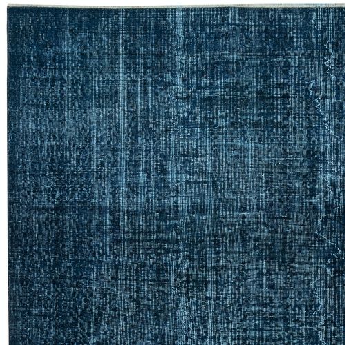 5.3x8.4 Ft Modern Handmade Turkish Area Rug Over Dyed In Solid Navy Blue Color photo Textiles