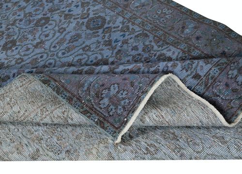 5.6x8.7 Ft Contemporary Handmade Blue Color Turkish Area Rug With Floral Design photo for sale