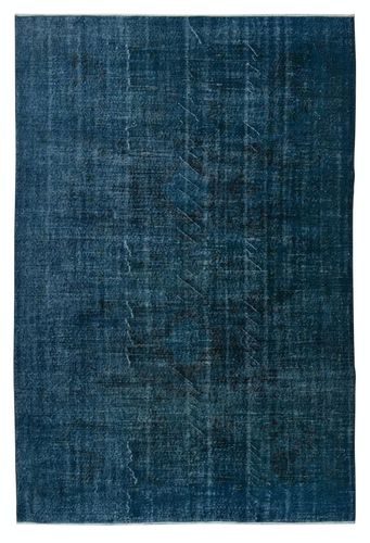 6.5x9.6 Ft Modern Area Rug In Solid Navy Blue, Hand Knotted In Turkey