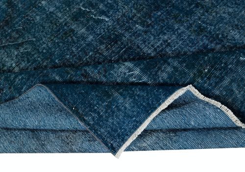 6.5x9.6 Ft Modern Area Rug In Solid Navy Blue, Hand Knotted In Turkey photo for sale