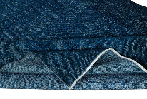 5.5x9.2 Ft Solid Blue Area Rug For Modern Interiors, Handmade In Turkey photo for sale