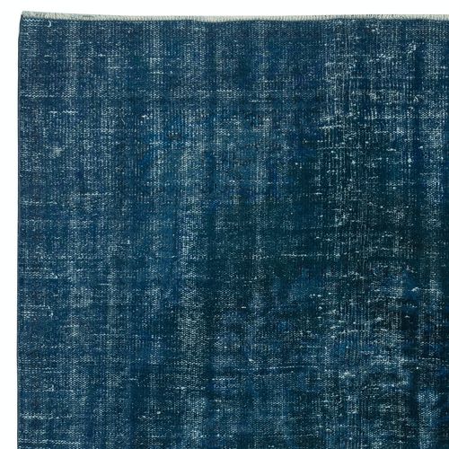 5.7x9 Ft Contemporary Handmade Turkish Area Rug Over Dyed In Navy Blue photo Textiles