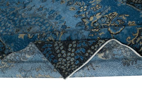 6.3x9.4 Ft Contemporary Medallion Design Area Rug In Blue, Handknotted In Turkey photo for sale