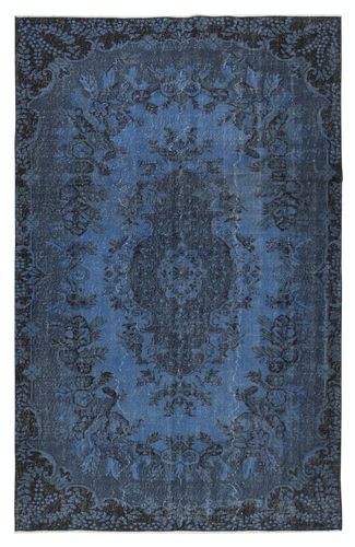 5.7x9 Ft Modern Medallion Design Area Rug In Blue, Hand Knotted In Turkey