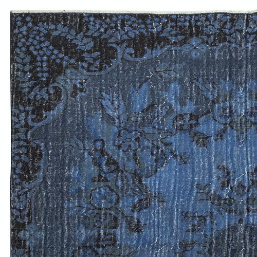 5.7x9 Ft Modern Medallion Design Area Rug In Blue, Hand Knotted In Turkey photo Textiles