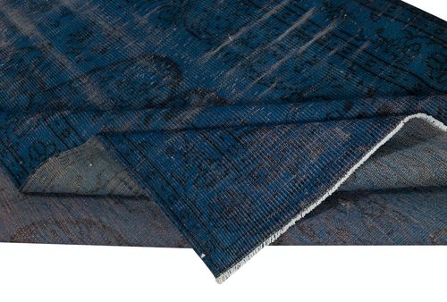 6x9.2 Ft Navy Blue Color Handmade Turkish Area Rug For Contemporary Interiors photo for sale