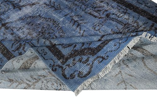 5.5x9.2 Ft Handmade Blue Color Area Rug, Modern Handmade Turkish Floor Covering photo for sale