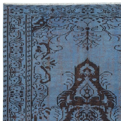 5.2x8.8 Ft Contemporary Handmade Turkish Area Rug In Blue. Woolen Floor Covering photo Textiles