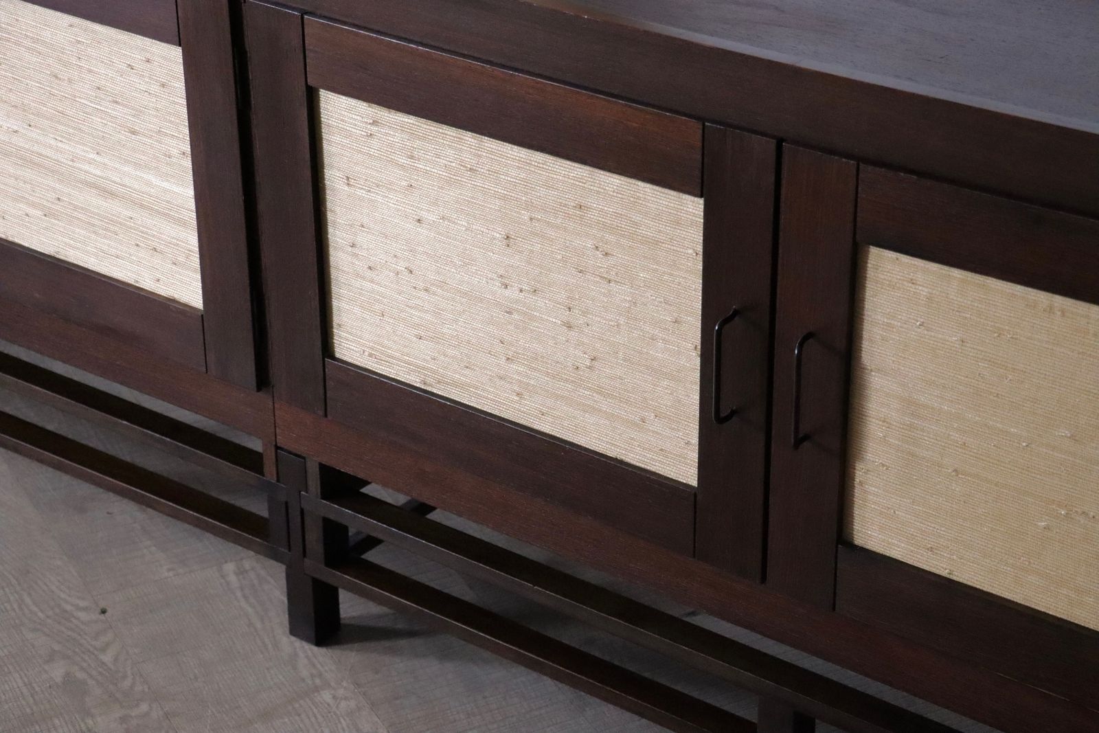 photo furniture Leonardo Fiori For Isa Bergamo Sideboard In Wengé And Seagrass 1950s