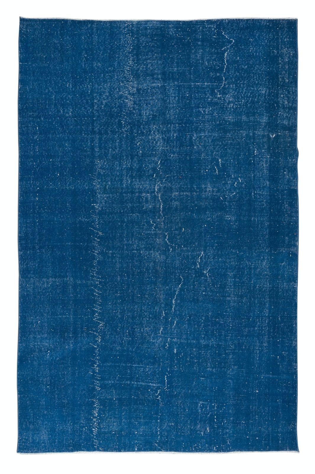 6.5x10 Ft Modern Handmade Turkish Rug In Sapphire Blue, Unique Upcycled Carpet
