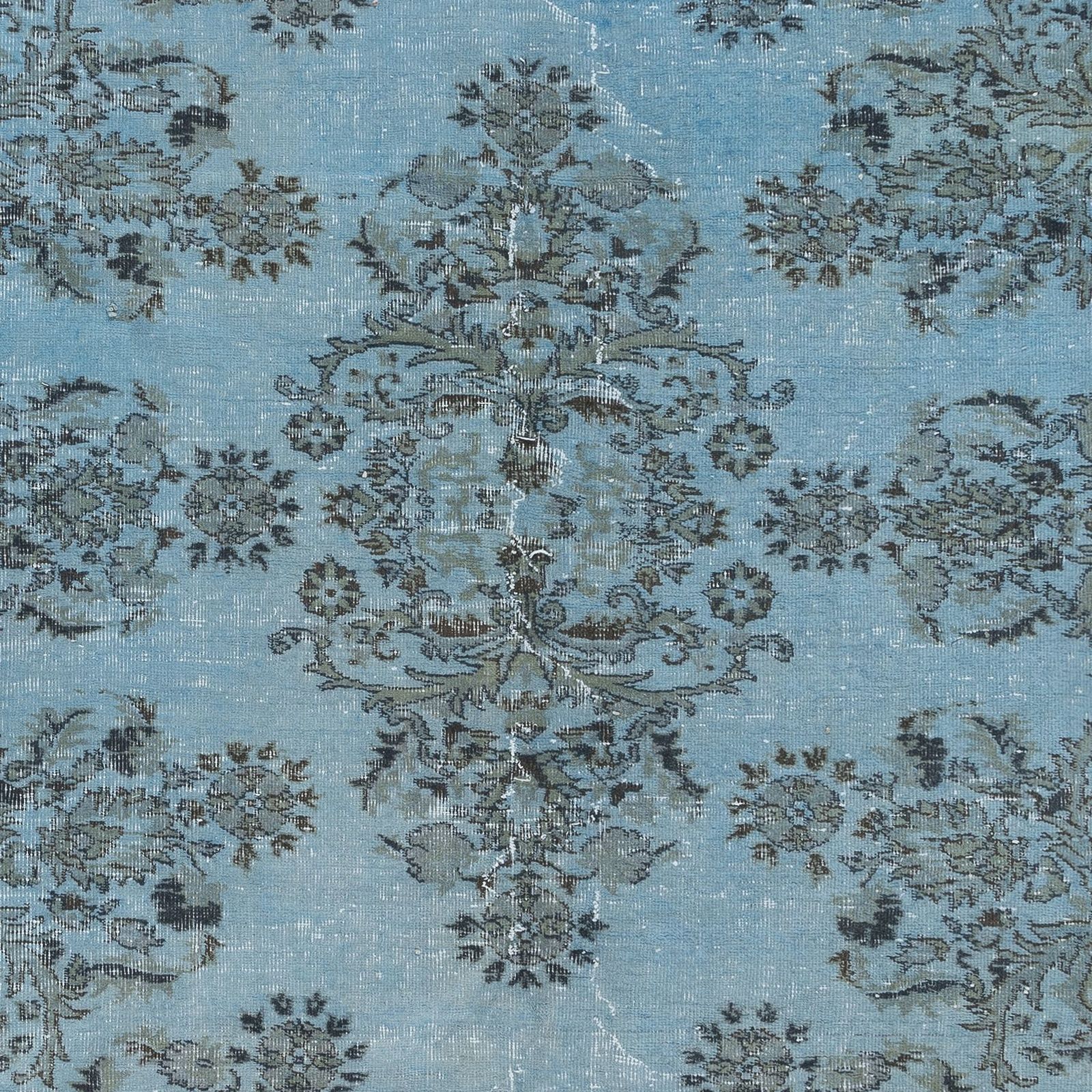 6.4x9.4 Ft Turkish Handmade Floral Rug In Light Blue, Modern Sky Blue Carpet photo 514.0
