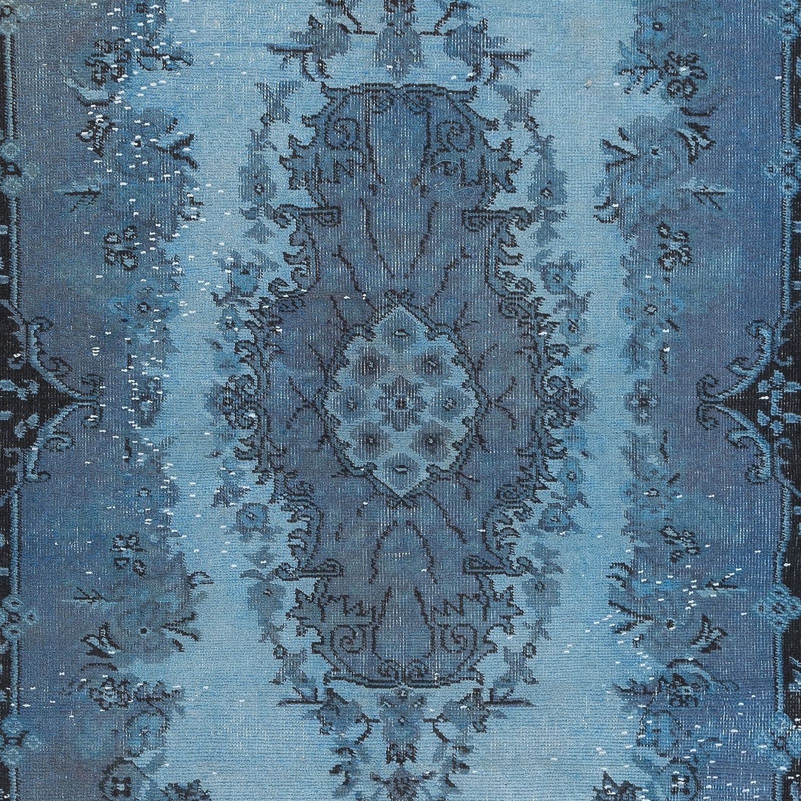 3.7x7 Ft Contemporary Handmade Turkish Small Rug In Blue With Medallion Design photo 219.0