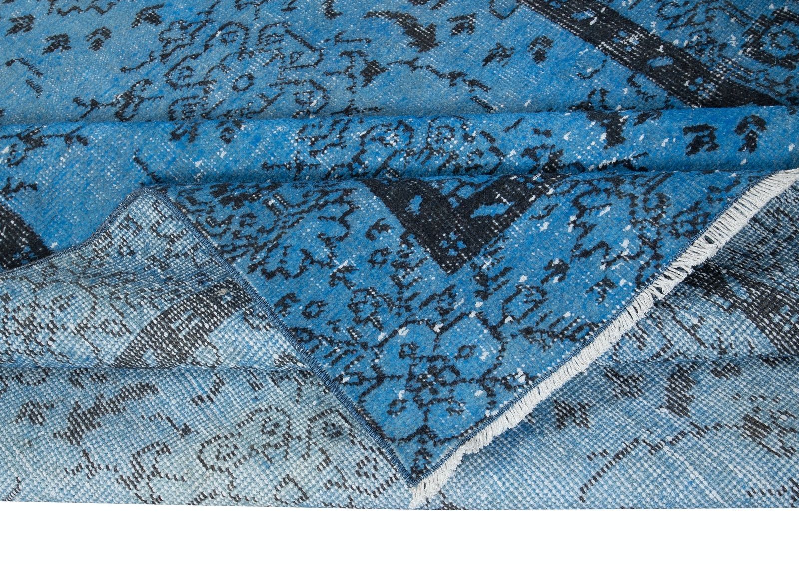 6.2x10 Ft Blue Handmade Area Rug, Turkish Carpet For Dining Room & Living Room photo for sale