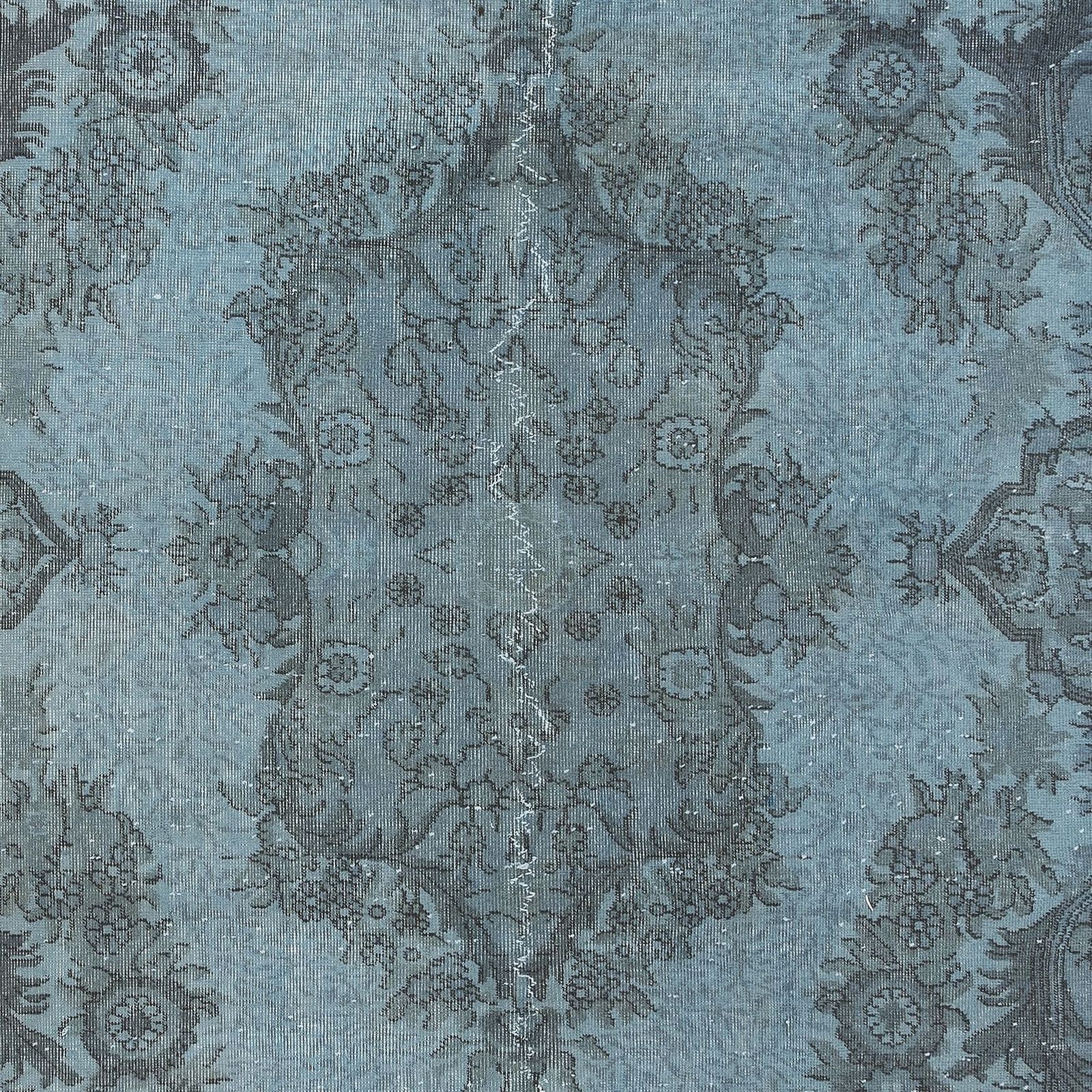 6.2x10 Ft Modern Handmade Wool Area Rug In Light Blue, Turkish Low Pile Carpet photo 527.0