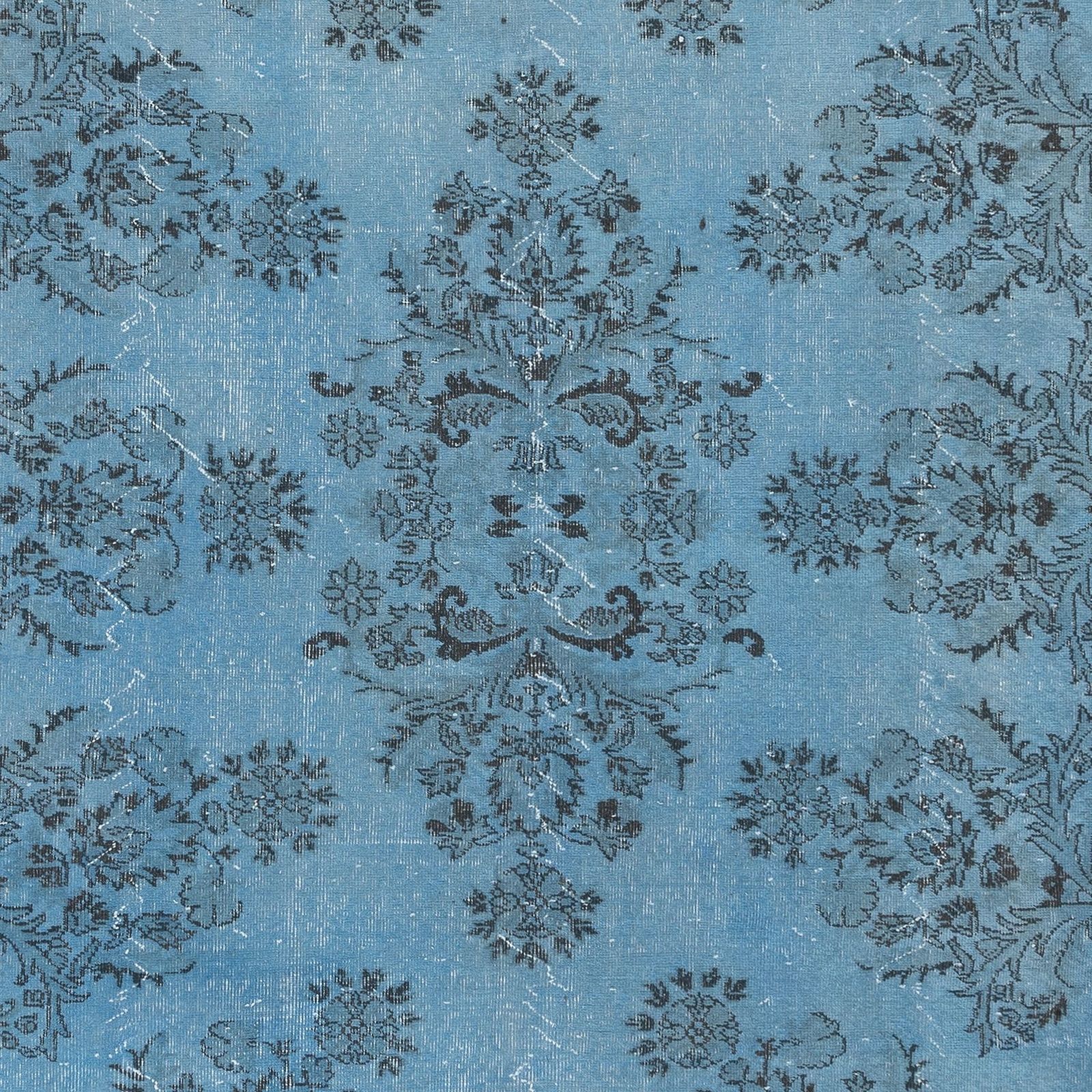 7x10.6 Ft Light Blue Modern Area Rug, Handmade Turkish Wool Living Room Carpet photo 767.0