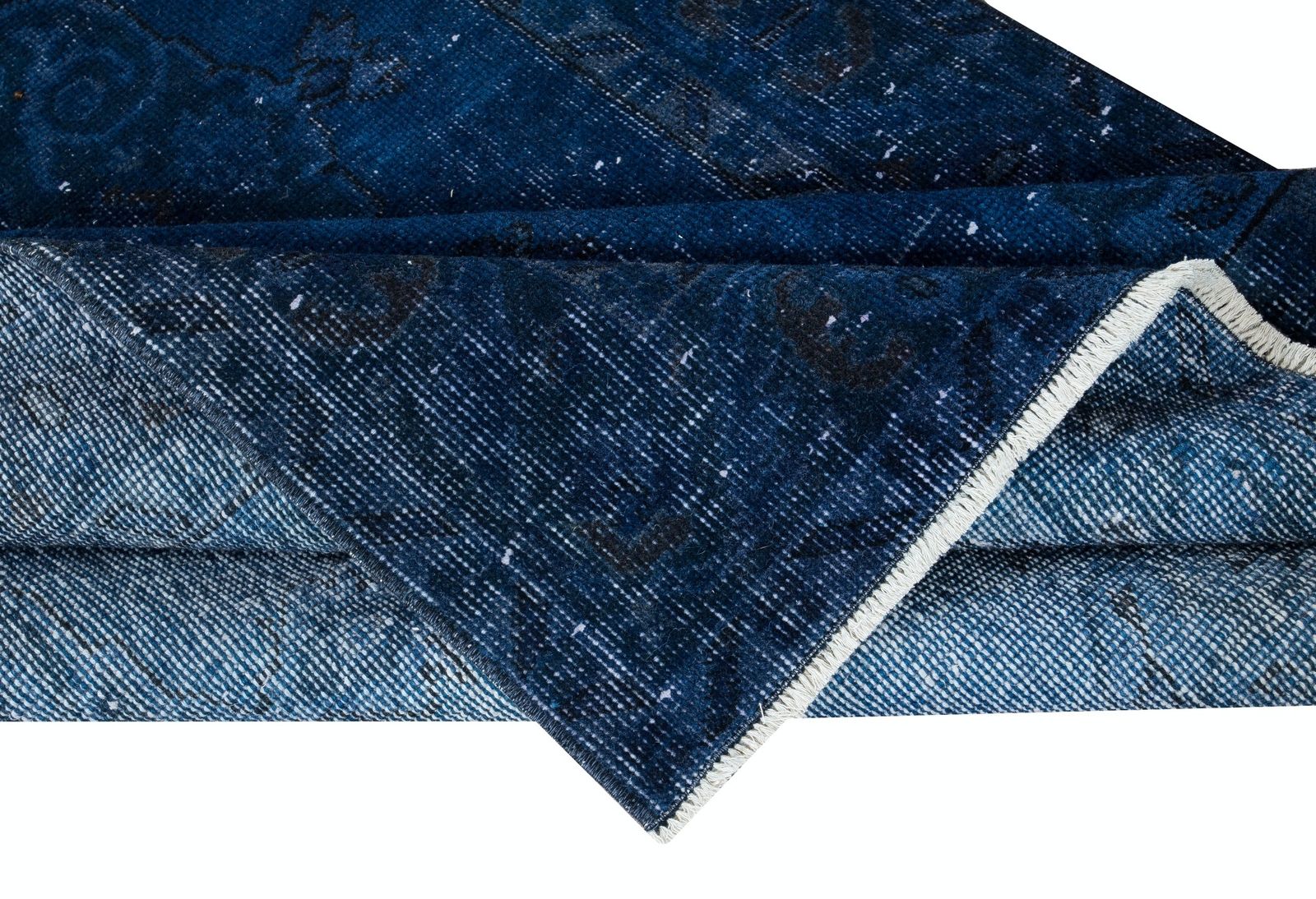 4x6.8 Ft Navy Blue Handmade Turkish Accent Rug For Modern Interiors photo for sale