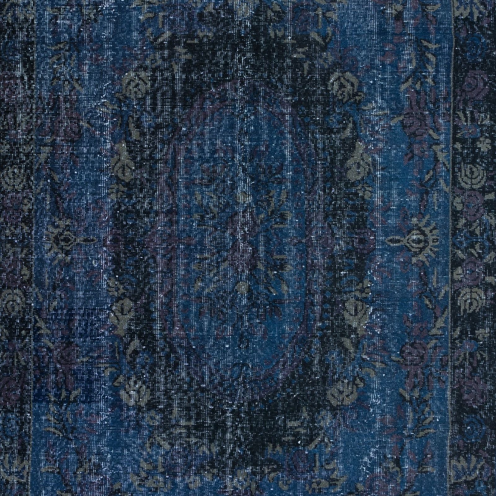 5.7x10.2 Ft French Aubusson Area Rug In Dark Blue, Handmade Turkish Carpet photo 495.0
