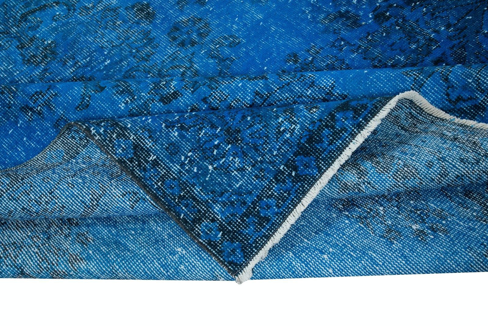 6x9.8 Ft Turkish Area Rug In Blue For Dining Room, Handmade Garden Design Carpet photo for sale