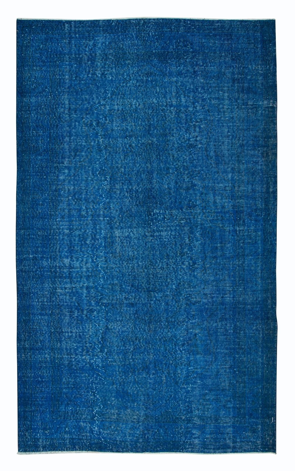 5.3x8.8 Ft Handmade Turkish Wool Area Rug In Solid Blue 4 Modern Interiors