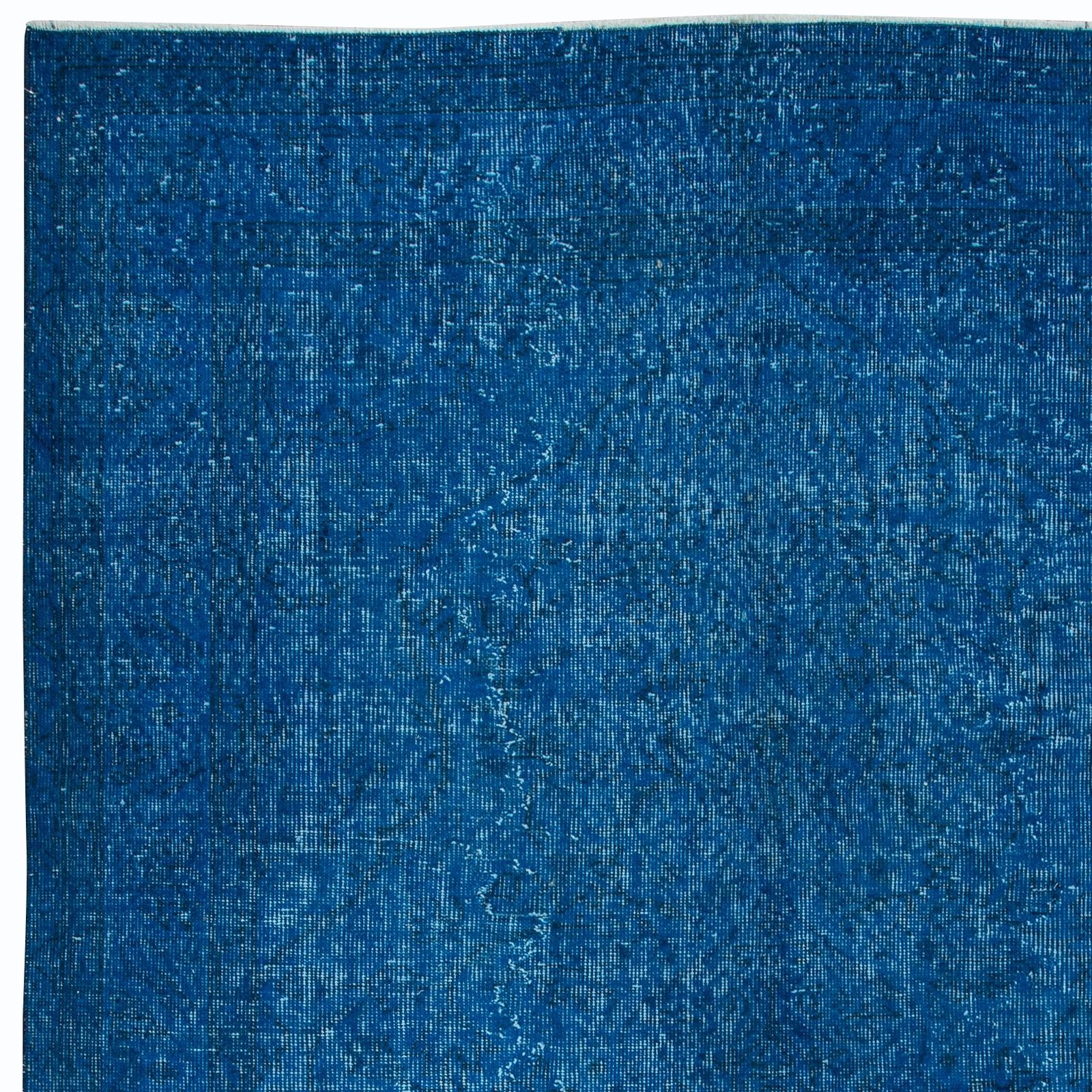 5.3x8.8 Ft Handmade Turkish Wool Area Rug In Solid Blue 4 Modern Interiors photo Textiles