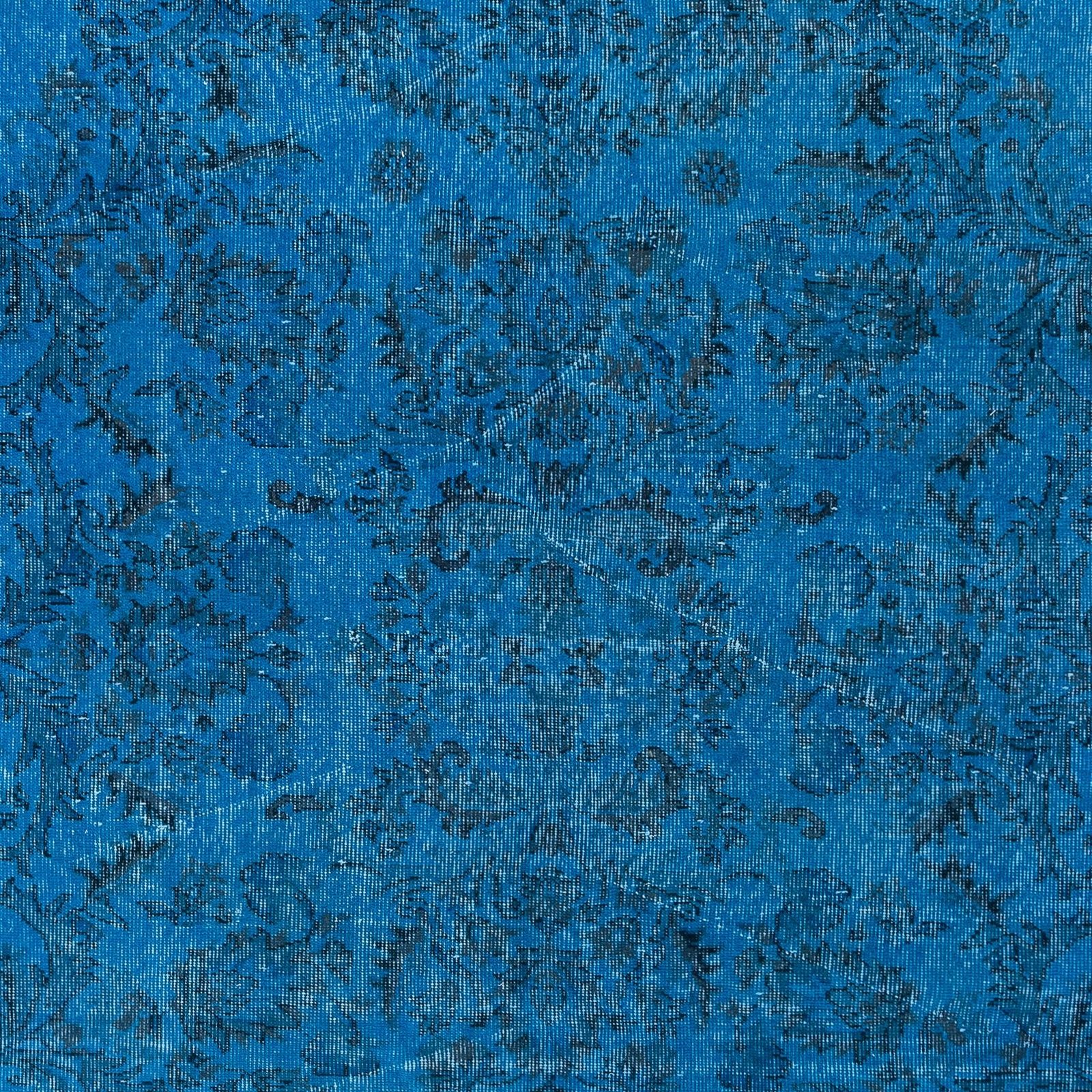 6.3x10 Ft Floral Garden Design Handmade Turkish Area Rug Over Dyed In Blue photo 654.0