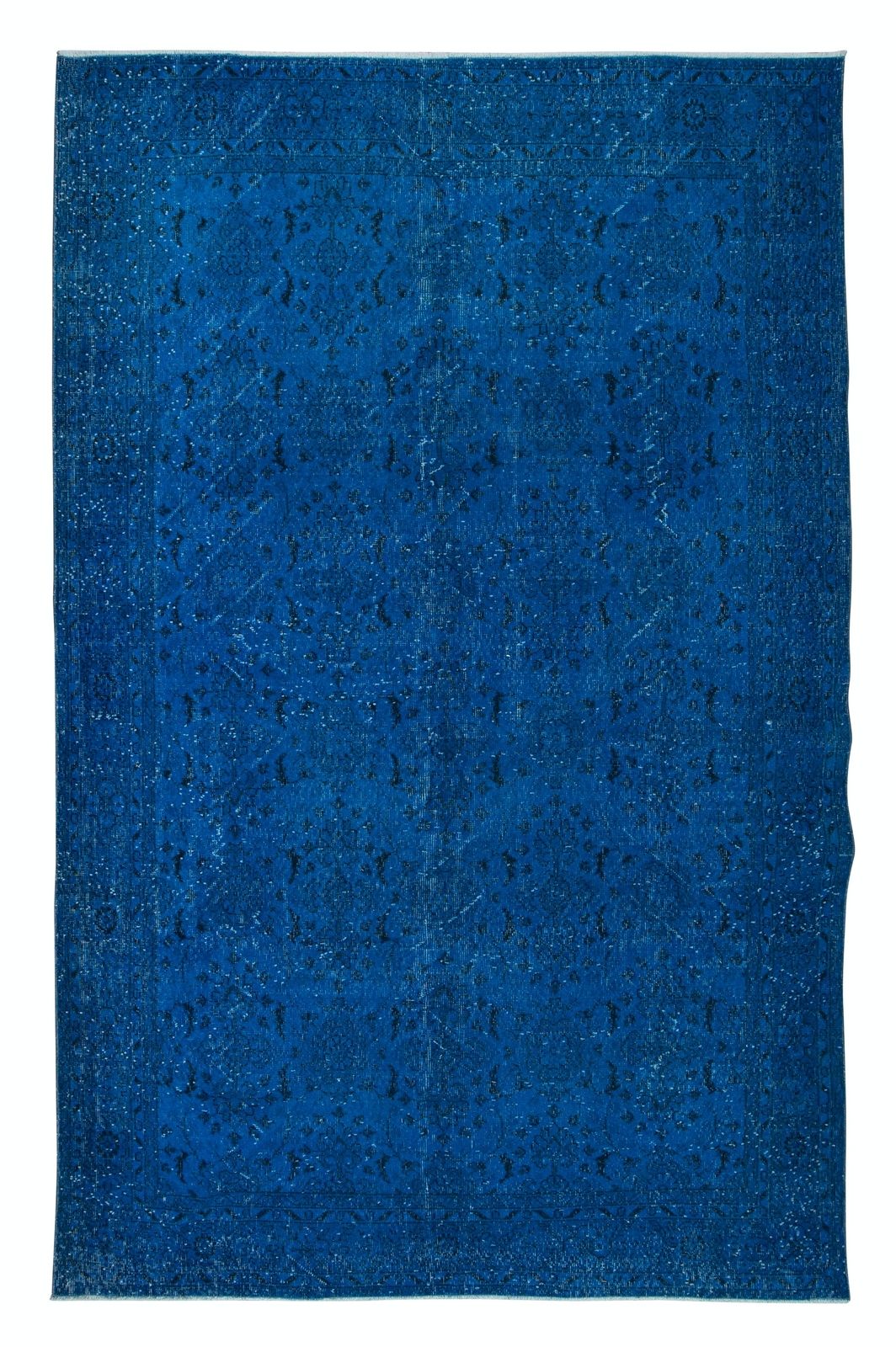 6.6x10.2 Ft Modern Blue Handmade Area Rug, Turkish Carpet, Woolen Floor Covering
