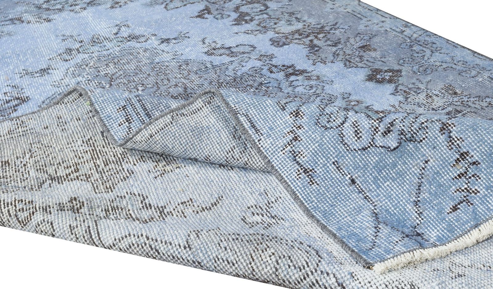 4x7 Ft Handmade 1960s Turkish Rug Over Dyed In Light Blue 4 Modern Home & Office photo for sale