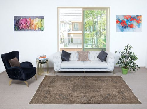 5.5x9.3 Ft Contemporary Handmade Turkish Floor Rug In Brown Color photo furniture