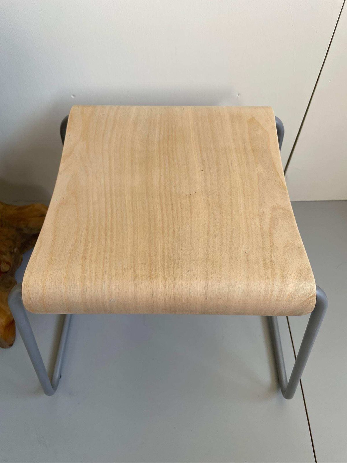 Vintage Ikea Plywood Stool Designed By Kristian Pallar With Bent Metal Frame 90s photo Furniture