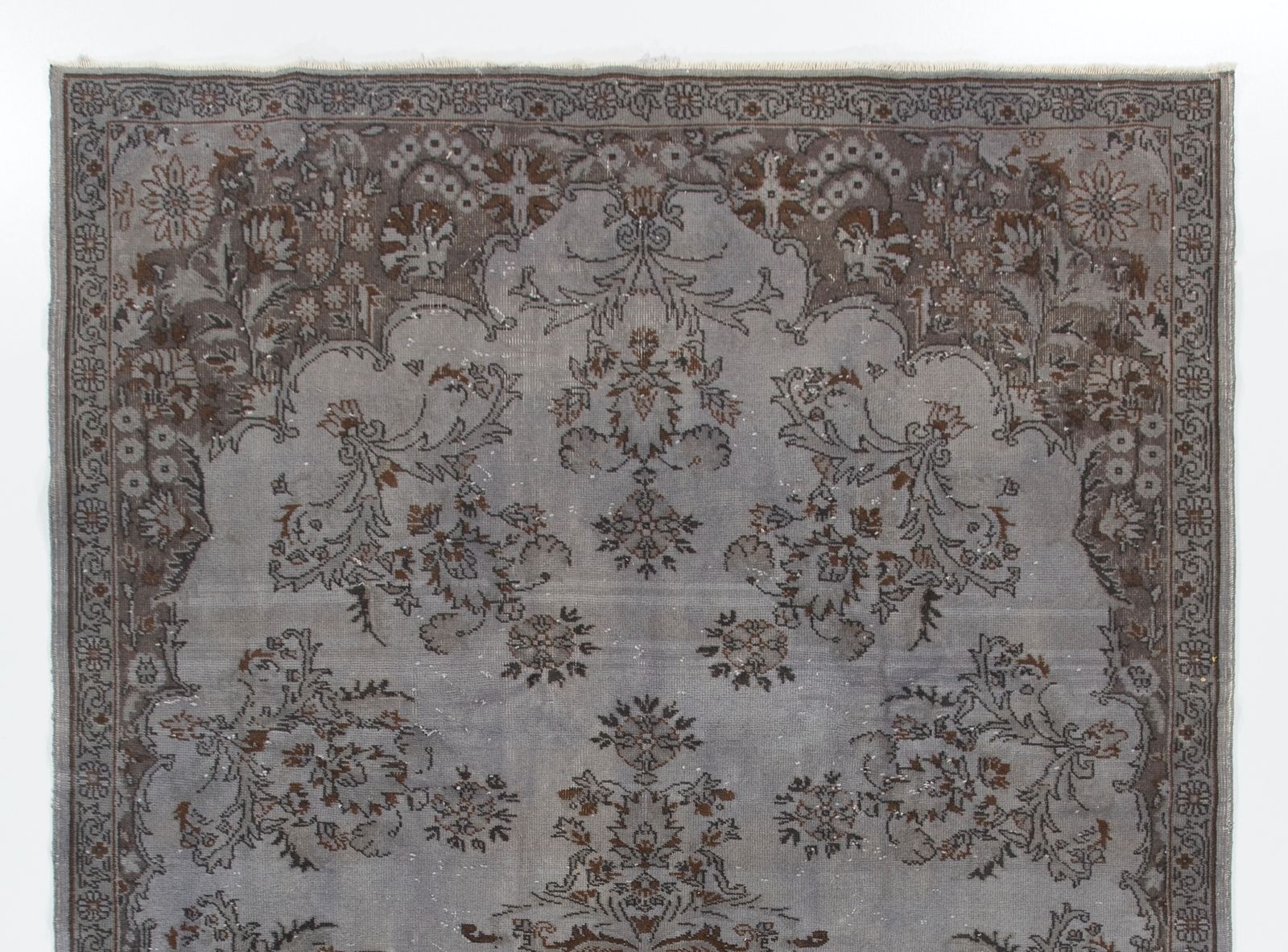 7x10.5 Ft Handmade Vintage Anatolian Rug Overdyed In Gray For Modern Interiors photo Textiles