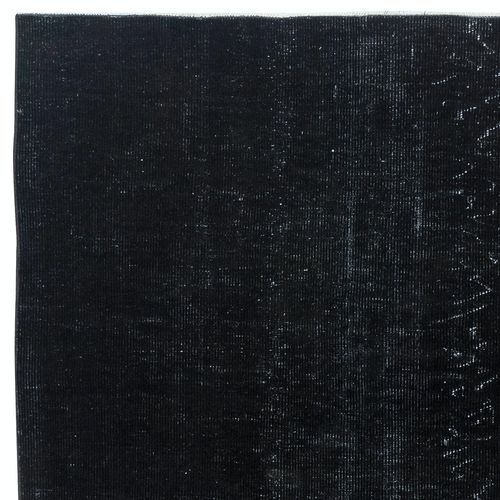 5.3x9 Ft Plain Black Color Over Dyed Area Rug, Handknotted In Turkey photo Textiles