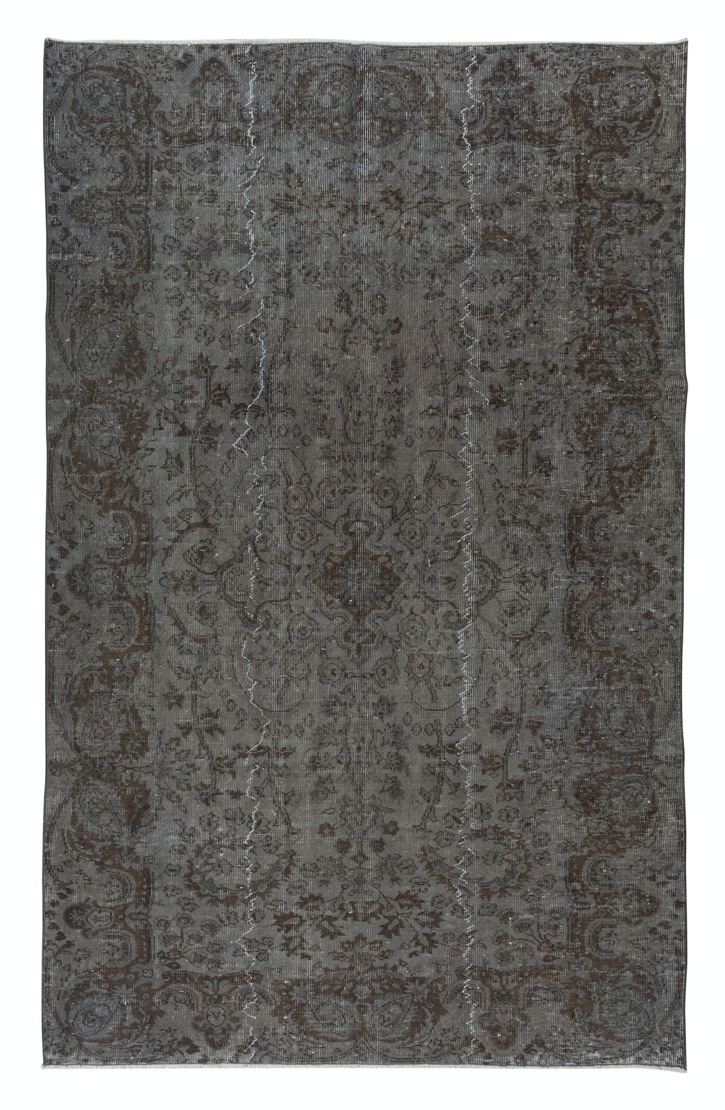5.7x8.7 Ft Rustic Handmade Turkish Sparta Area Rug. Gray & Brown Colors