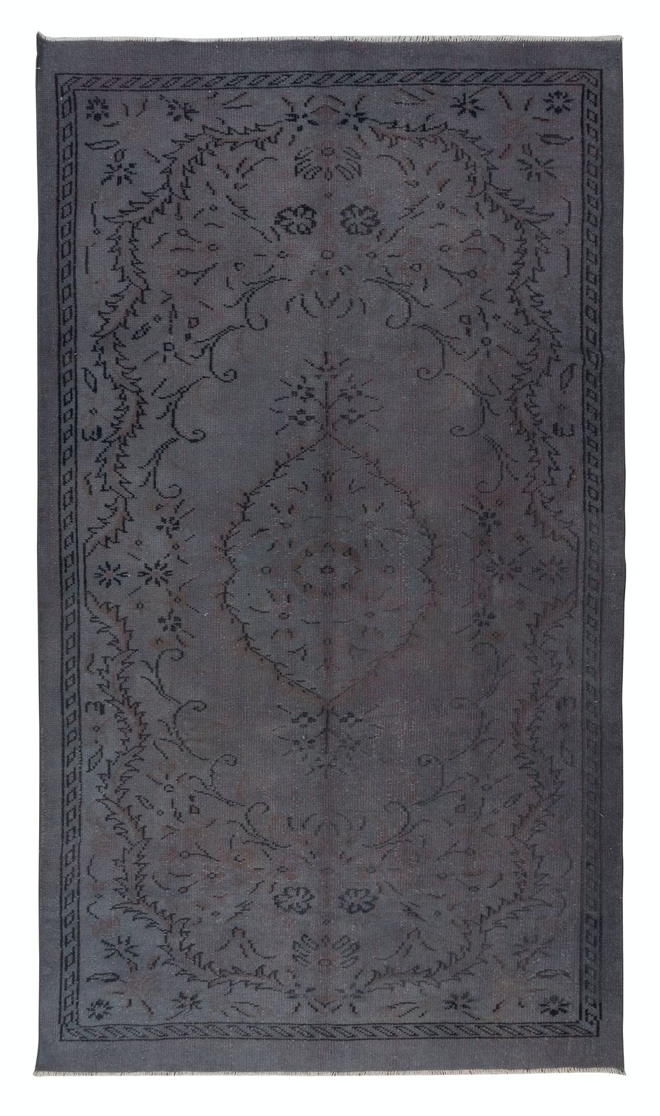 5.7x9.3 Ft Iron Gray Handmade Area Rug From Turkey, Room Size Modern Carpet