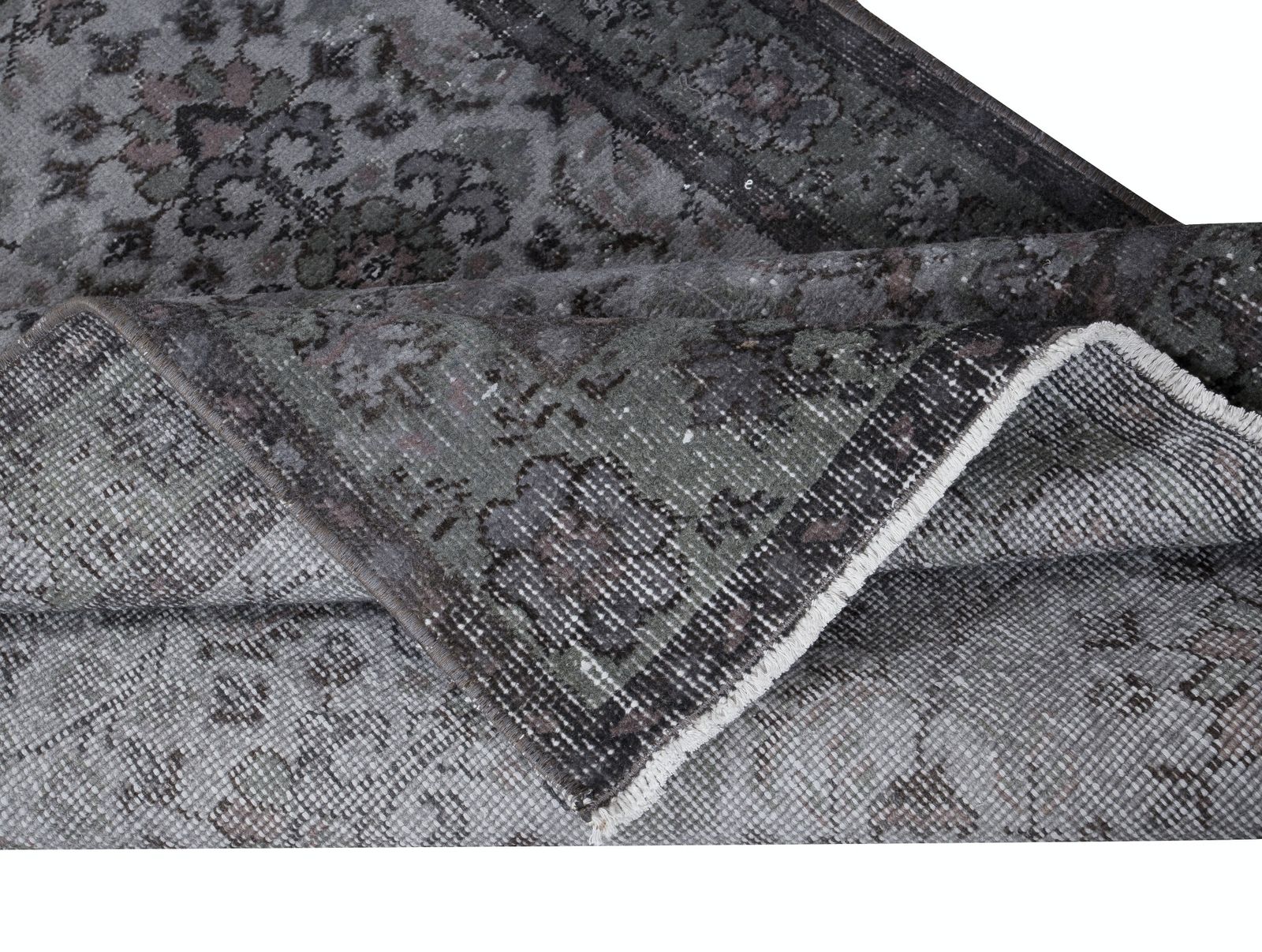 3.7x7.2 Ft Floral Handmade Turkish Rug In Gray, Ideal For Contemporary Interiors photo for sale