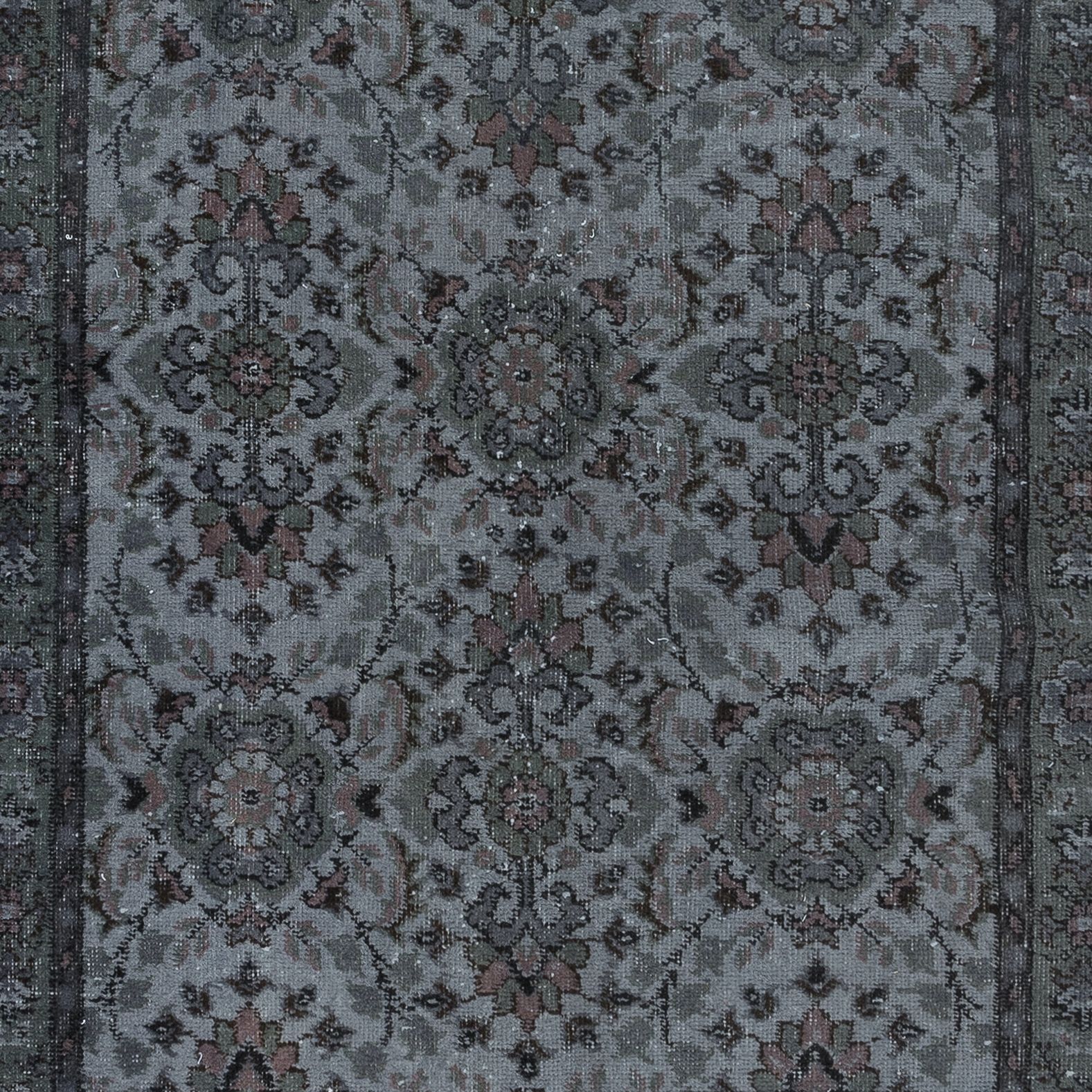 3.7x7.2 Ft Floral Handmade Turkish Rug In Gray, Ideal For Contemporary Interiors photo 270.0