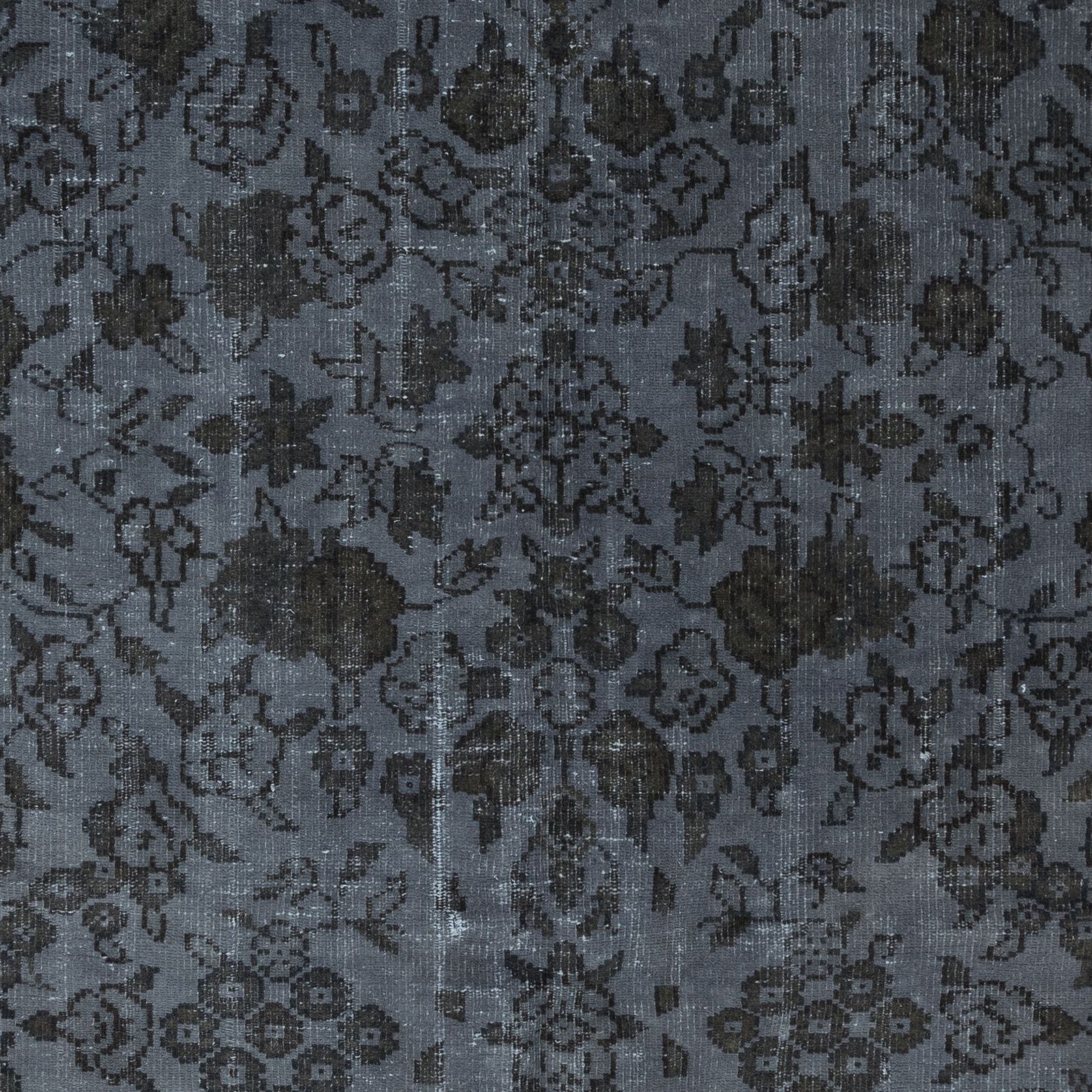 4.8x8 Ft Handmade Turkish Rug With Dark Gray Background And Brown Floral Pattern photo 335.0