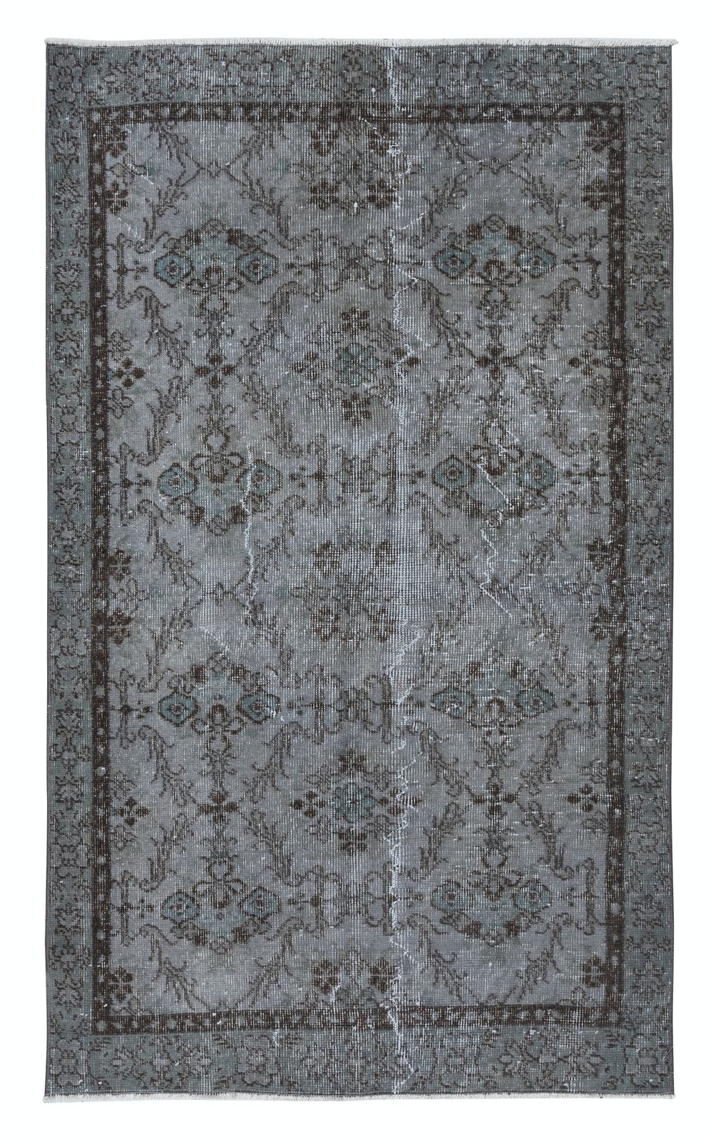 3.7x6 Ft Modern Handmade Turkish Accent Rug In Gray Tones, Low Pile Small Carpet