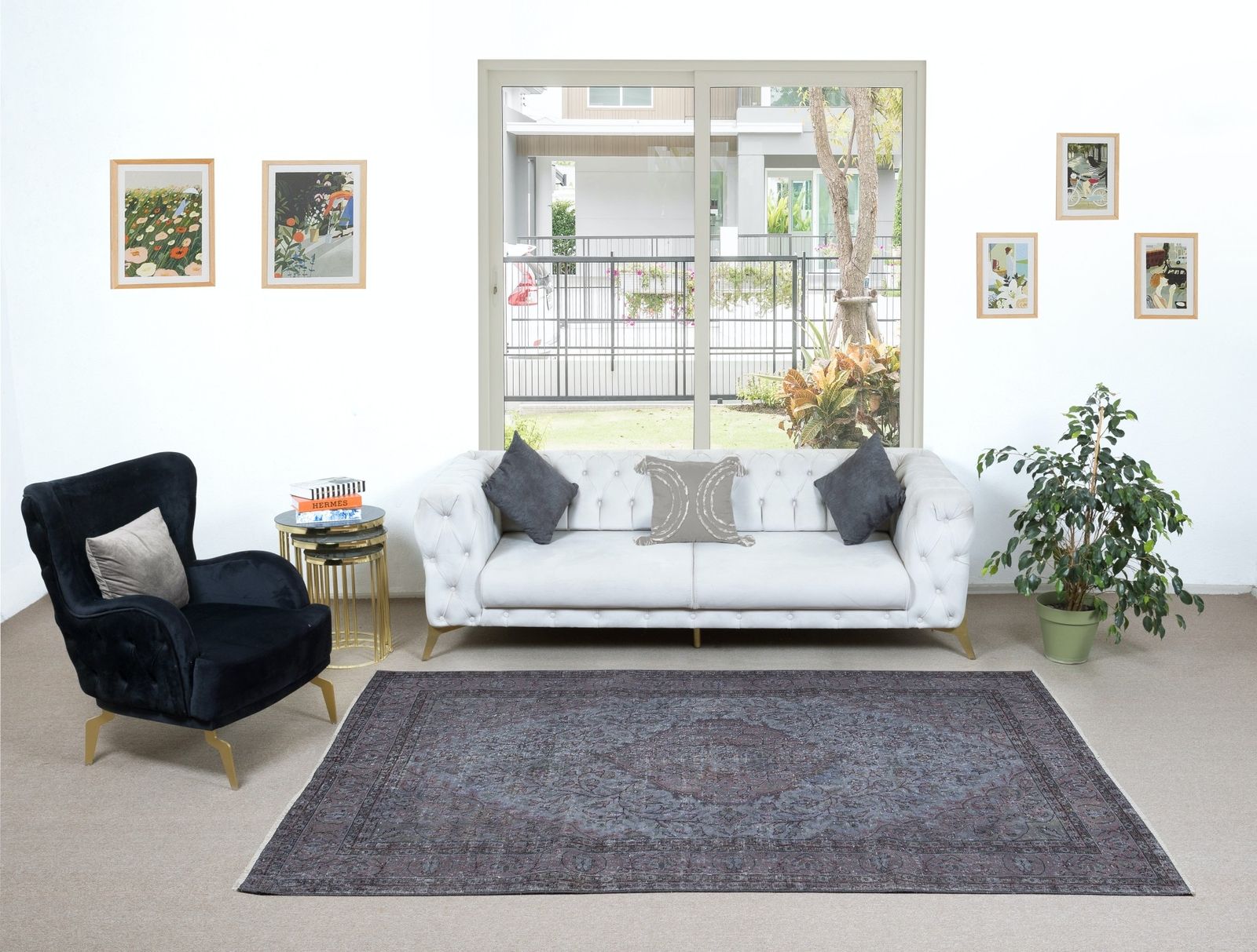 6x9.2 Ft Modern Handmade Area Rug In Gray & Soft Red, Turkish Low Pile Carpet photo furniture