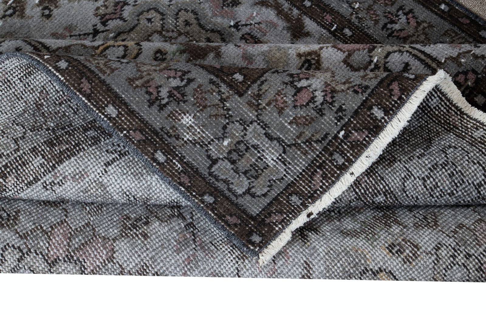 4x6.6 Ft Gray Modern Handmade Turkish Rug, Floral Pattern Living Room Carpet photo for sale