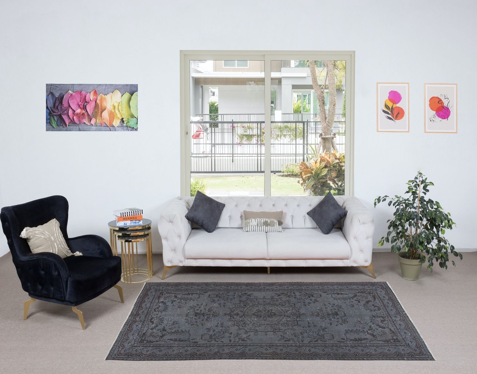 5.2x8.8 Ft Modern Handmade Turkish Wool Area Rug In Shadow Grey & Brown Tones photo furniture