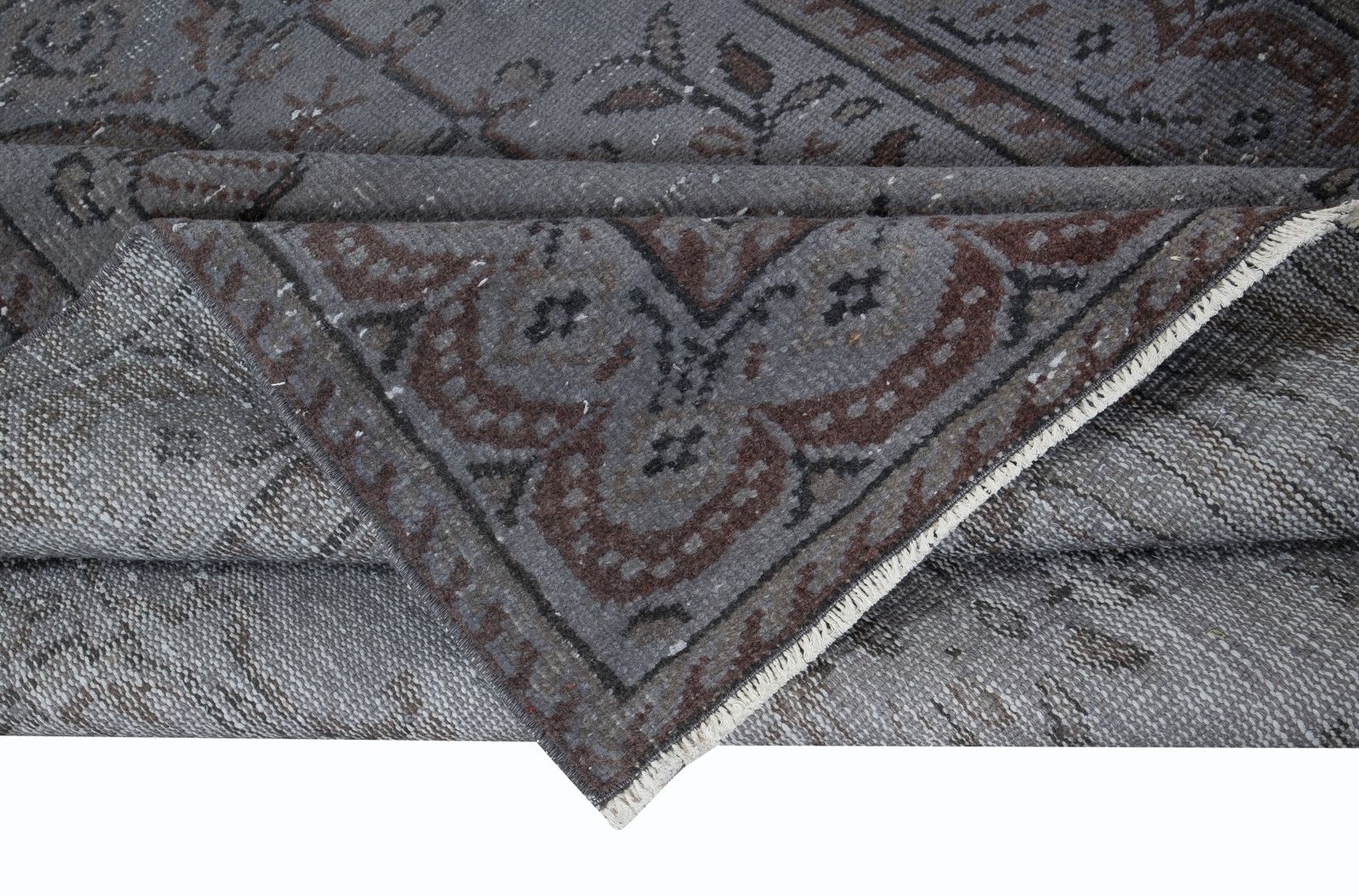 5.2x8.8 Ft Modern Handmade Turkish Wool Area Rug In Shadow Grey & Brown Tones photo for sale