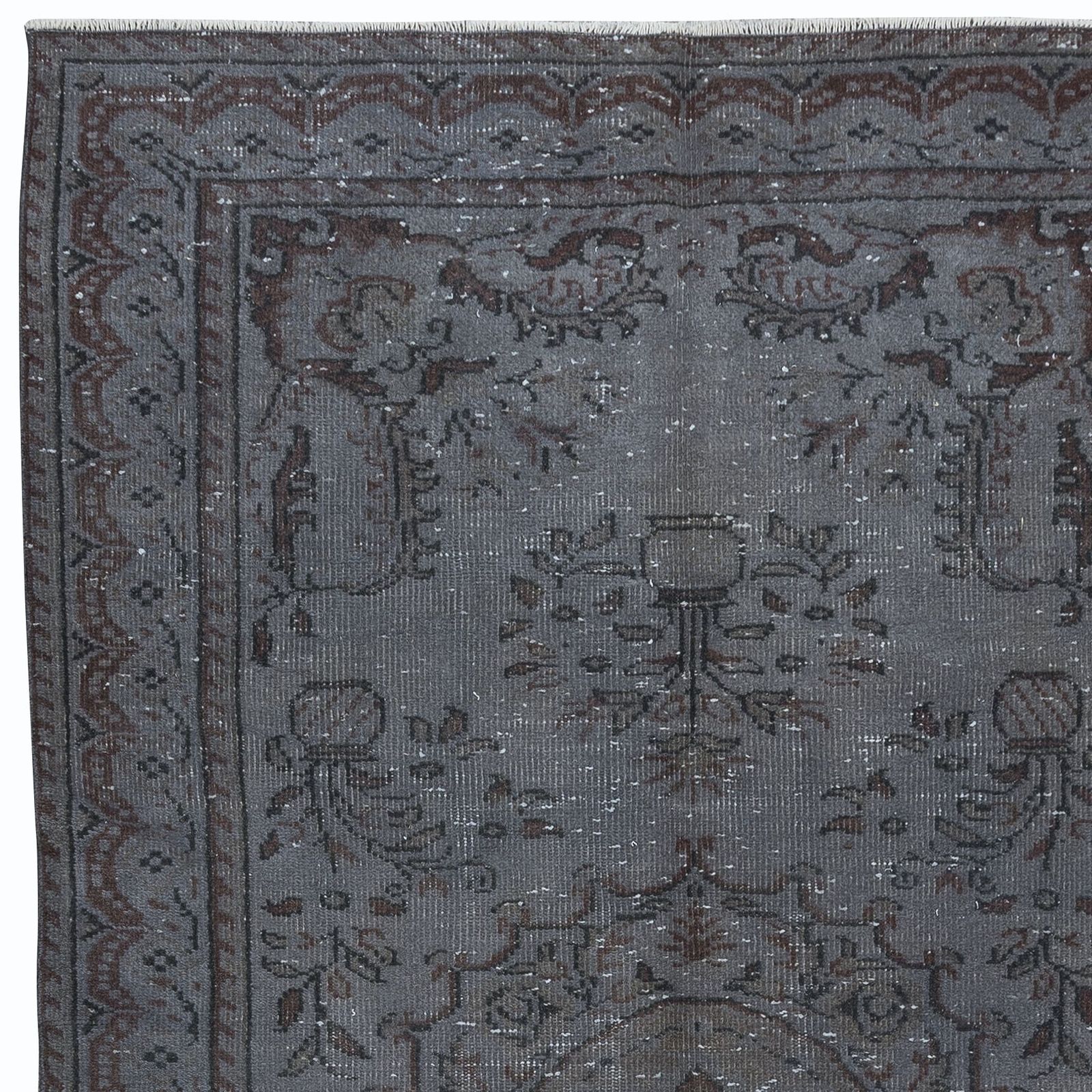 5.2x8.8 Ft Modern Handmade Turkish Wool Area Rug In Shadow Grey & Brown Tones photo Textiles