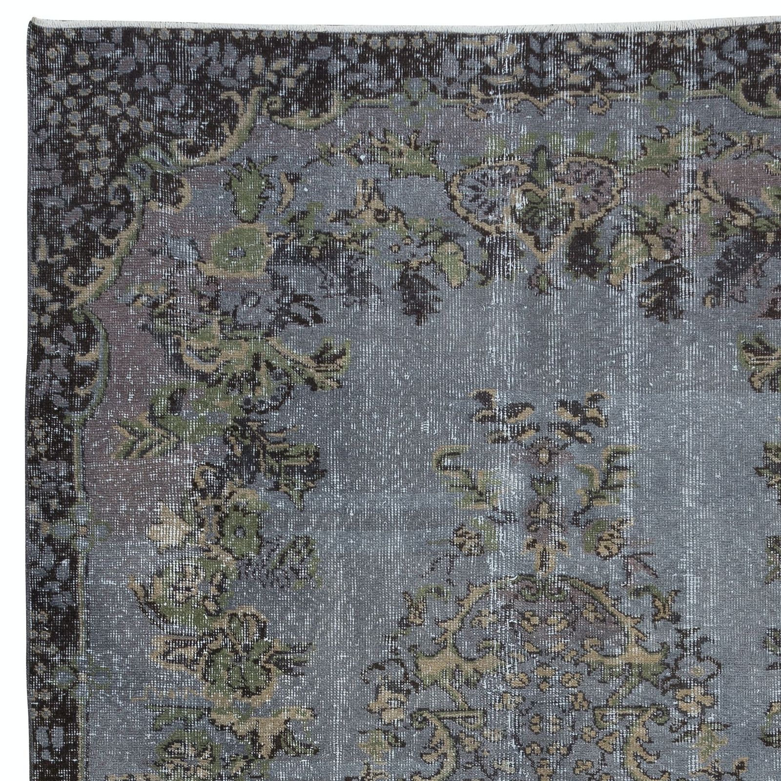 5.7x9.8 Ft Hand Made Turkish Rug With Medallion In Iron Gray, Beige & Army Green photo Textiles