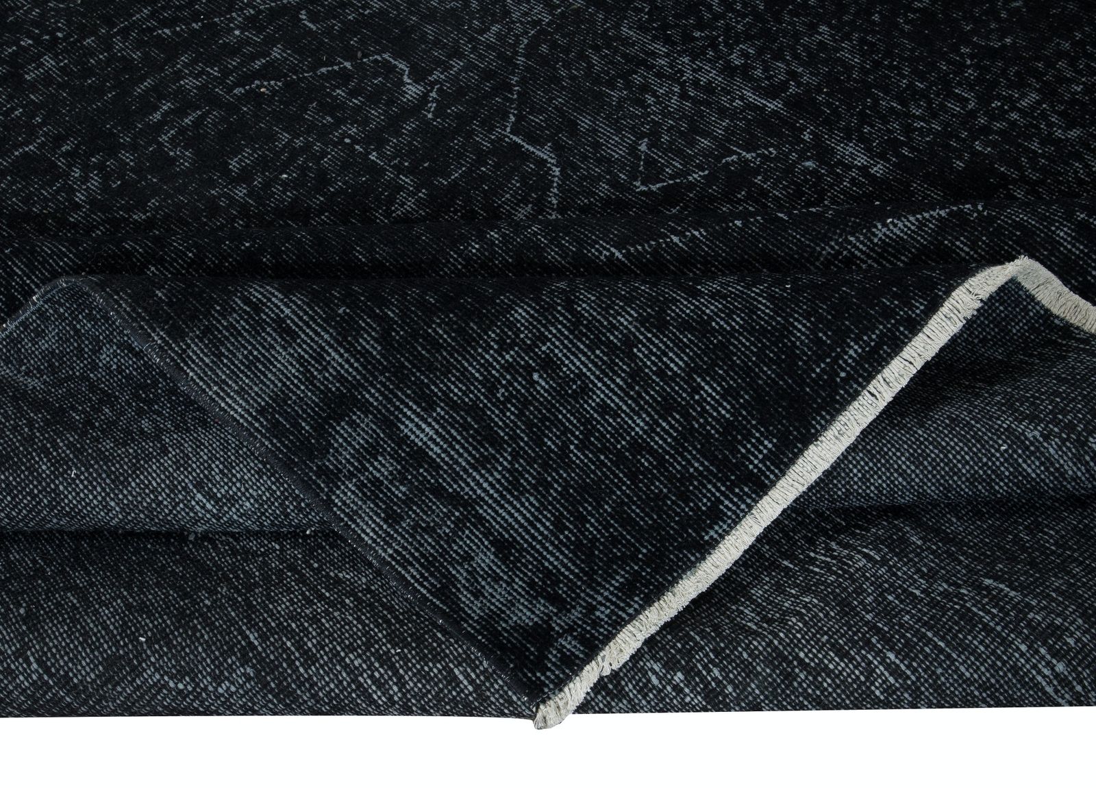 6.4x9 Ft Plain Black Area Rug, Handknotted And Handwoven In Isparta, Turkey photo for sale
