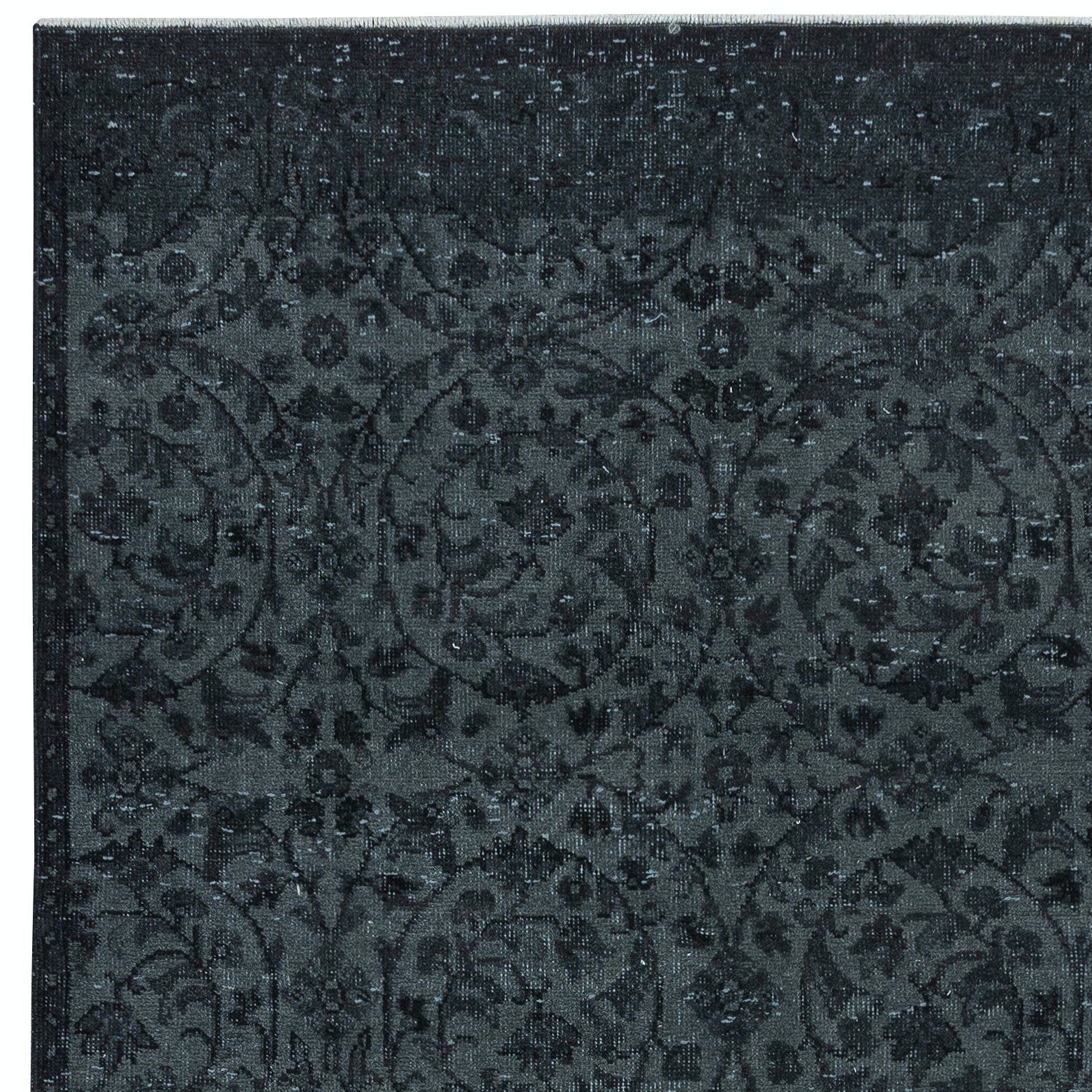 4.7x8.8 Ft Floral Area Rug In Black & Gray, Handknotted And Handwoven In Turkey photo Textiles