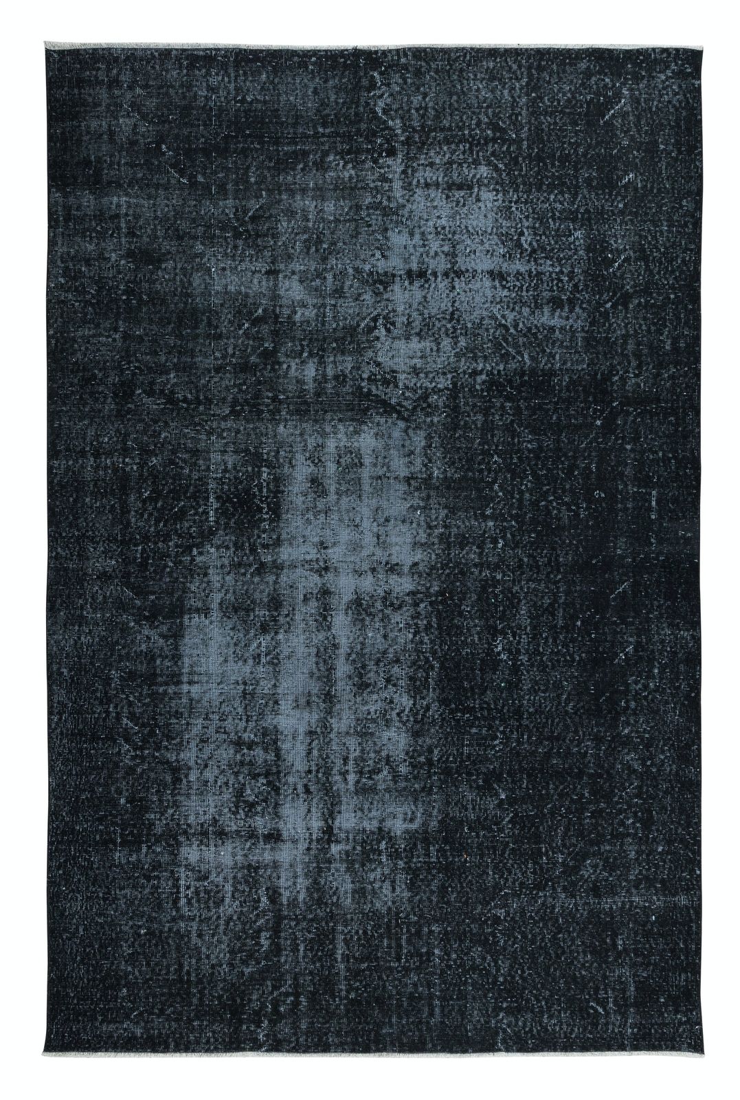 6.7x9.7 Ft Overdyed Black Area Rug, Handmade In Turkey, Modern Upcycled Carpet