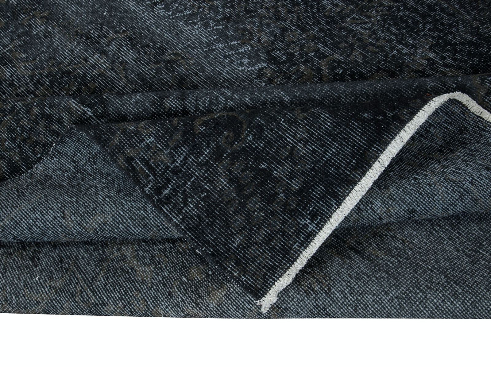 5.7x9.2 Ft Handmade Charcoal Gray Area Rug, Modern Anatolian Black Wool Carpet photo for sale