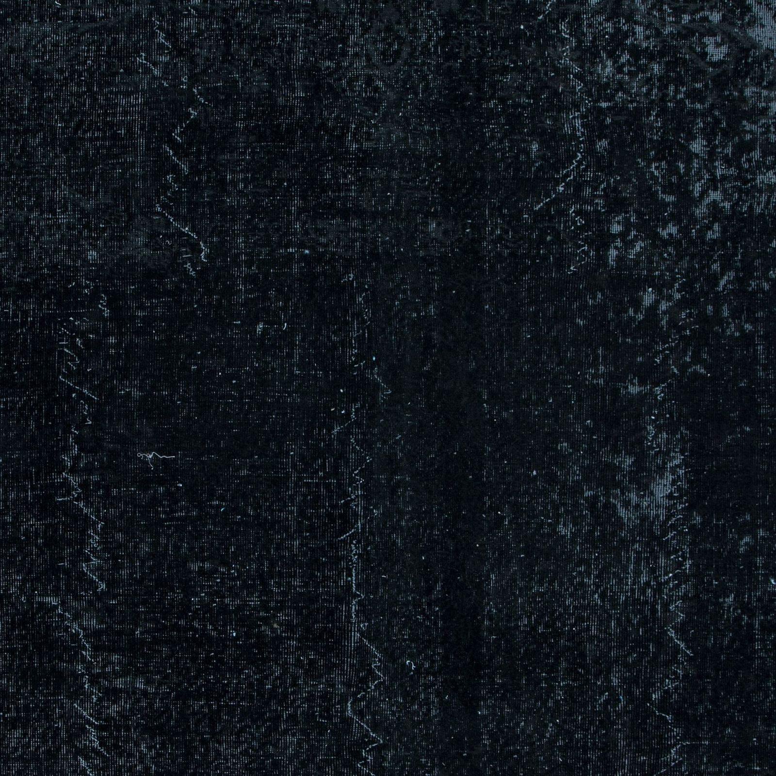 7x9.8 Ft Plain Black Over Dyed Turkish Area Rug, Handmade Vintage Large Carpet photo 578.0